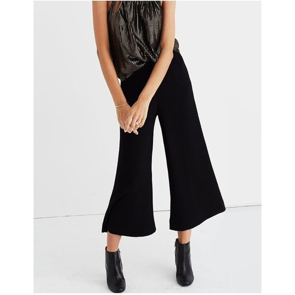 NWT Madewell Womens Gramercy High Rise Wide-Leg Pants True Black Size 2 F9087